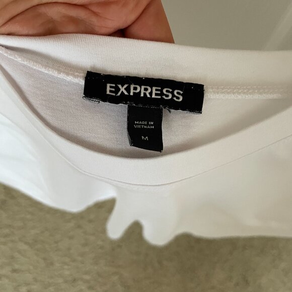 Express Crew Neck Padded Shoulder Muscle Tee in White (Size M) - Picture 4 of 4